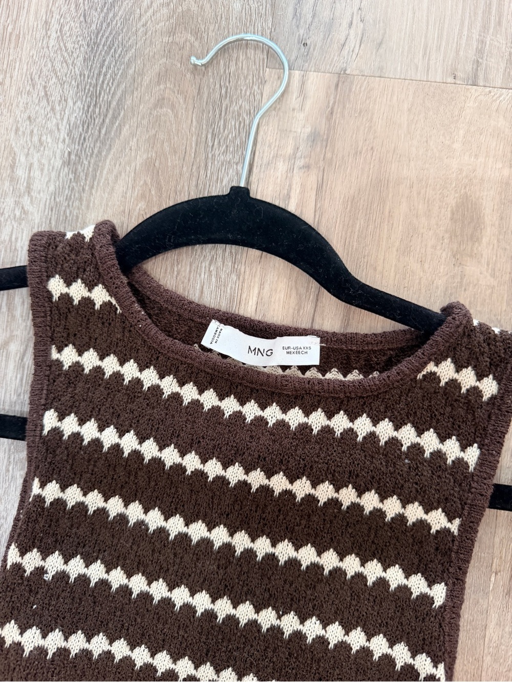 Mango Sleeveless Chevron Knit matching set - brown & Cream xxs - Picture 3 of 4